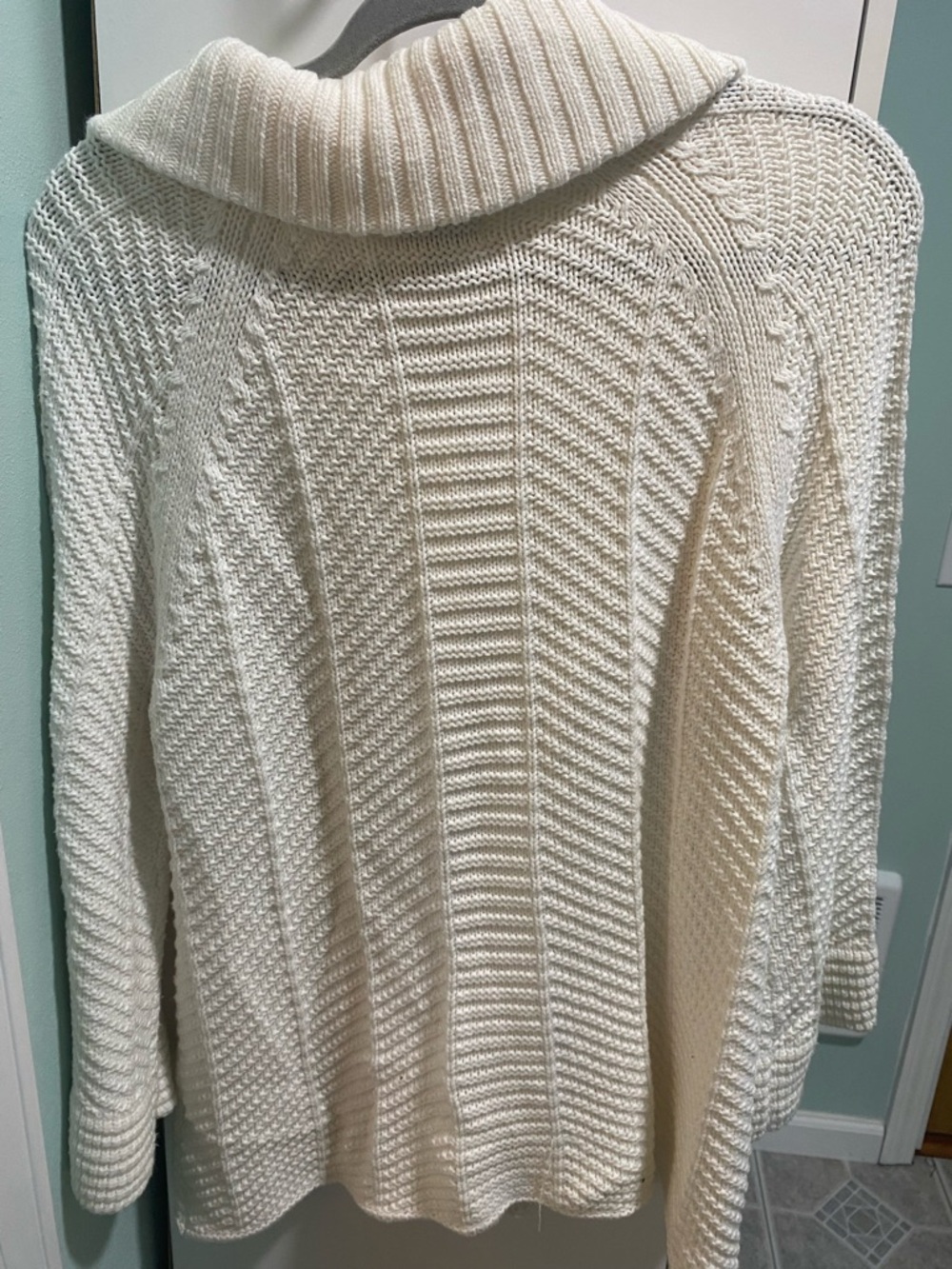 JM Collection Cream Cable-Textured Roll-Neck Cardigan
